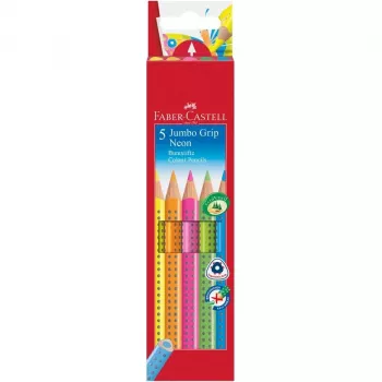 Krāsainie zīmuļi Faber-Castell Jumbo GRIP Neon 5 gab.