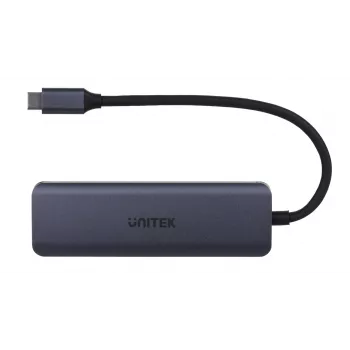 UNITEK uHUB Q4 USB-C centrmezgls 4 porti 5000 Mbit/s Pelēks