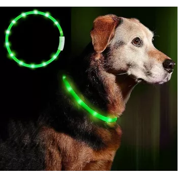 LED apkakle Anicoll Green suņiem un kaķiem modelis uzlādējama