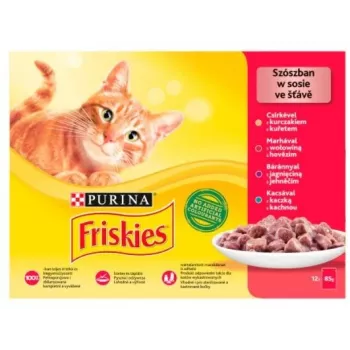 Friskies Mix gaļa - slapjā kaķu barība - 12 x 85 g