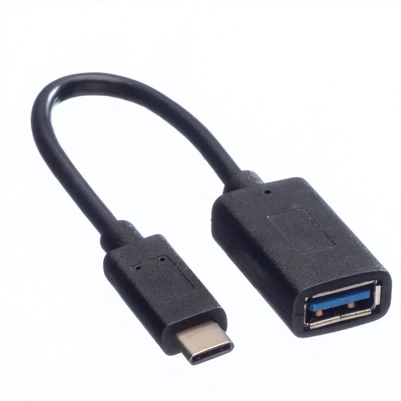 VALUE USB 3.1 C-A M/F adaptera kabelis, 0.15 m, melns