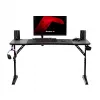 Gaminga galds huzaro Hero 3.6 — taisnstūra 1400×600 mm, augstuma regulējums 560–790 mm, melns, H-kājas, 15 mm virsma
