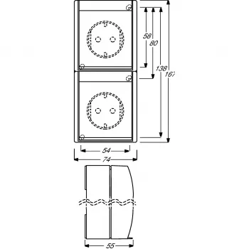 BUSCH JAEGER BJ 20-02EW-53 Kontaktligzda ar eņģu vāku Vertikāla 2-vietīga ocean IP44 Pelēka/Zila