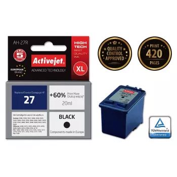 Activejet AH-27R tinte (aizstāj HP 27 C8727A; Premium; 20 ml; melna)