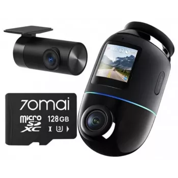 70mai Omni X800 4K priekšējā un salona videoreģistrators ar 70mai 128GB SD karti
