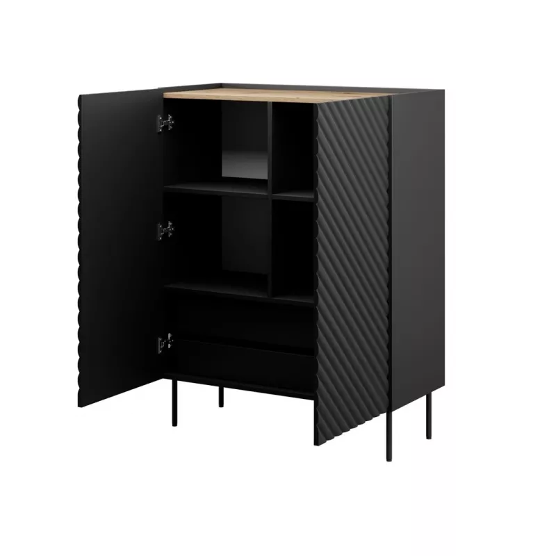 Plaukts cama meble ONDA 2D2SZ grāmatplaukts 98×45×127 cm melns