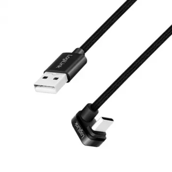 LOGILINK CU0195 Kabelis USB 2.0 Type-C C/M leņķa savienotājs uz USB-A/M alumīnija melns 3m