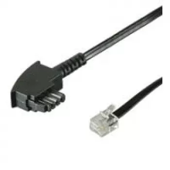 Wentronic Goobay TAE-F savienojuma kabelis (starptautiskais pin-out) 4-pin, Melns, 10 m - TAE-F kontaktdakša uz RJ11/RJ14 kontaktdakšu (6P4C) (50940)