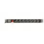 Strāvas sadalītājs GEMBIRD EG-PDU-014 — 8× F tipa kontaktligzdas, 16 A, 3 m kabelis, 1U plaukts, 3680 W, melns