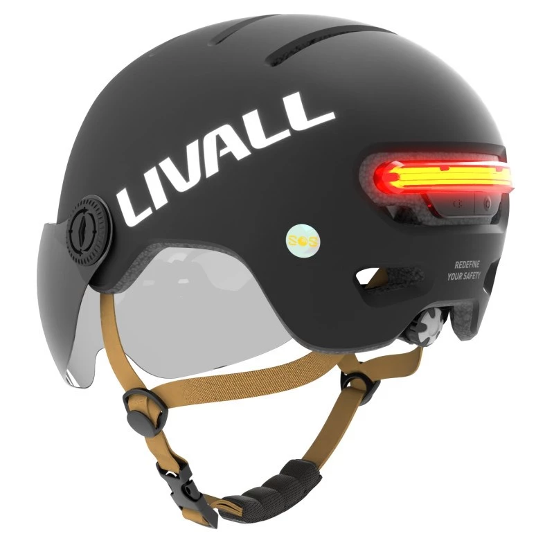 Ķivere Livall L23 melna 54-58cm ar LED/SOS aizsargstikliņu