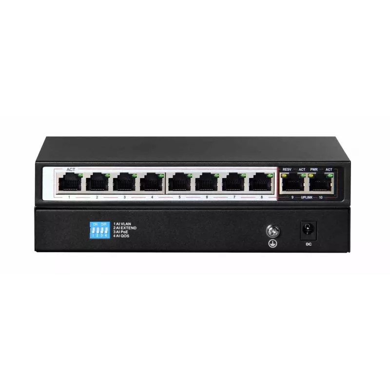 Slēdzis Extralink PERSES 8x Gigabit PoE/PoE+ 2x RJ45 Uplink 96W