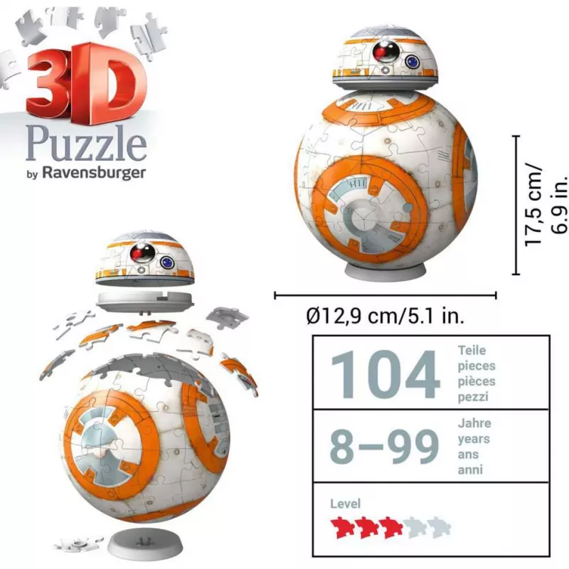 Ravensburger 11578 Star Wars BB-8 3D puzle-bumba, 99 daļas