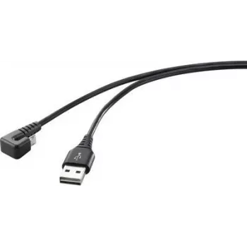 Renkforce USB 2.0 telefona (analogais) savienojuma kabelis 1x USB 2.0 A spraudnis - 1x USB 2.0 Micro-B ligzda 1.00 m Melns (RF-4598342)