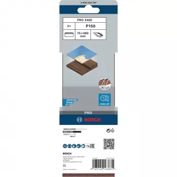 Slīpēšanas lente X440 Best for Wood and Paint, 75x480mm, K150