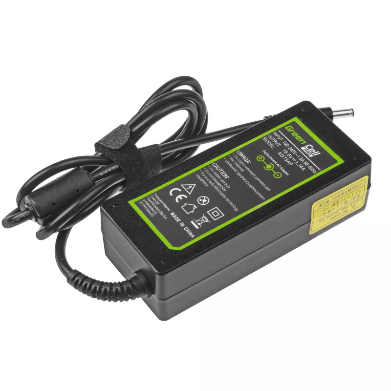Strāvas adapteris Green Cell AD75AP 65W 19,5V 3,34A Dell klēpjdatoriem, iekštelpām, melns