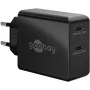 Lādētājs iekštelpām Goobay 61757 ātrā uzlāde USB Type-C 2 porti melns