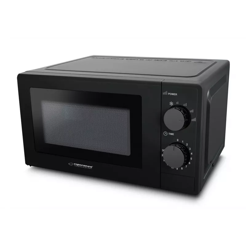Solo mikroviļņu krāsns ESPERANZA ESTOFADO — 20 L, 700 W, 5 jaudas līmeņi, 24,5 cm pagrieziena galds, melna