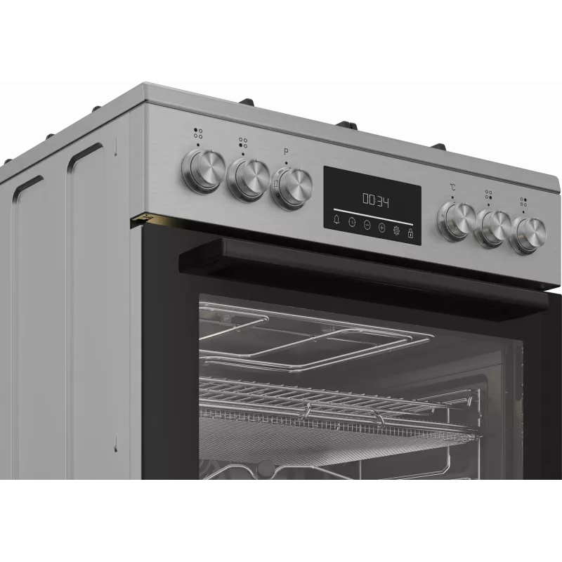 BEKO Plīts FBMA61330GXDT | Gāzes virsma + Elektriskā cepeškrāsns | 60 cm | Nerūsējošais tērauds