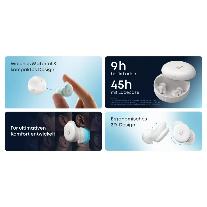 Anker Soundcore Sleep A30 miega austiņas, baltas
