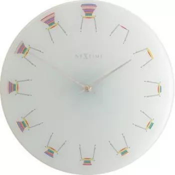 NeXtime kloks 8809 Chair, Ø30 cm, sienas, balts/daudzkrāsains