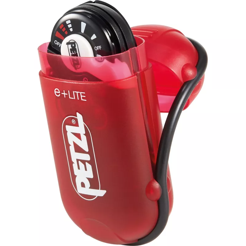Petzl e+LITE melns balts galvaslampa ar svilpi