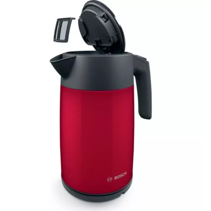 Elektriskā tējkanna Bosch TWK7L464 — 1,7 L, 2400 W, sarkana, plastmasas korpuss