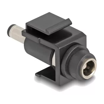 DeLOCK Keystone modulis DC 5.5 x 2.5 mm sievišķais uz DC 5.5 x 2.1 mm vīrišķais melns