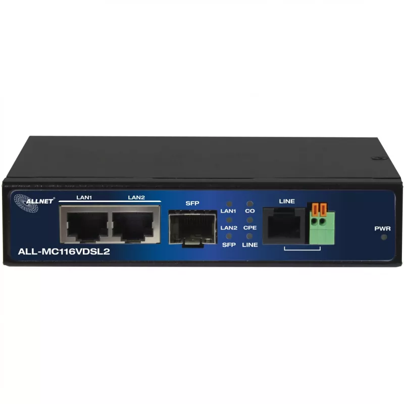 Modems ALLNET ALL-MC116VDSL2 160 Mbit/s 2x RJ45 SFP Melns