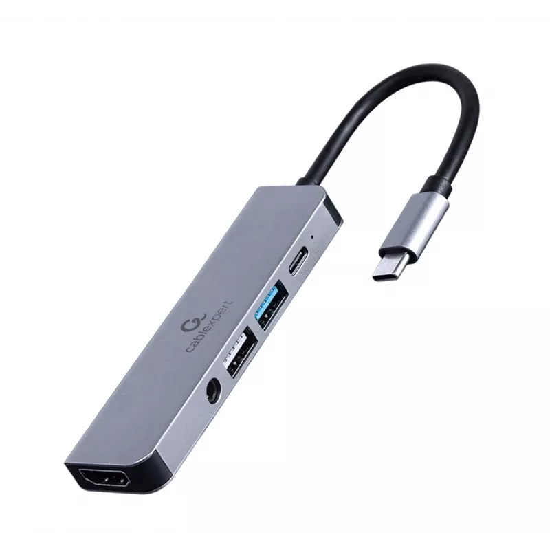 Gembird A-CM-COMBO5-02 USB-C 5-in-1 daudzportu adapteris, sudraba