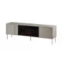 TV skapis ar kamīnu Cama Meble TRESSE 180x40x54.5 cm — melns rāmis, cashmere matt virsma