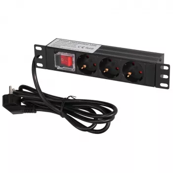 Extralink 10 1U 3 Kontaktu EU Tipa Strāvas PDU Ar Slēdzi PDU 3-EU