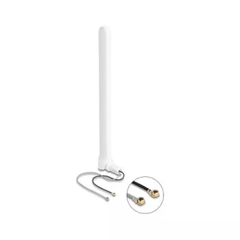 DELOCK WiFi 6 divkāršā antena ar 2 x I-PEX MHF I savienotājiem — daudzvirzienu tīkla antena