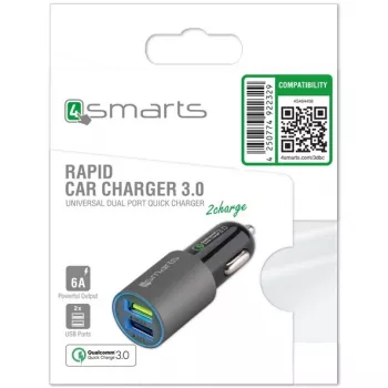 Automašīnas lādētājs 4smarts 464458 Melns Pelēks