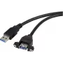 Renkforce USB 3.0 pagarinātājkabelis USB-A vīrietis, USB-A sieviete 1.00 m melns, ar skrūvējamu fiksāciju RF-5720388