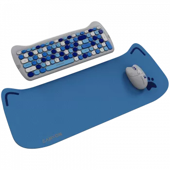 Bezvadu tastatūras un peles komplekts CANYON HSET-W6 Kitty Edition zils