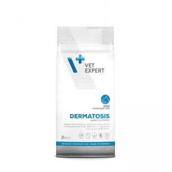 Sausā suņu barība VETEXPERT Veterinary Diet Dermatosis Trusis & Kartupeļi 2 kg — pieaugušiem suņiem, monoproteīns, bez graudiem/glutēna/sojas