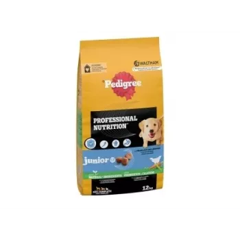 Pedigree Professional Nutrition Junior sausā suņu barība ar mājputnu gaļu un dārzeņiem, vidējo un lielo šķirņu suņiem, 12 kg