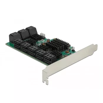 DeLOCK 16 portu SATA PCI Express x4 karte 6 Gbit/s zaļi pelēka