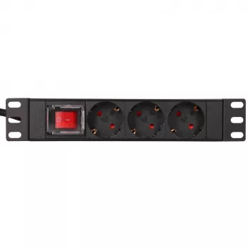 Extralink 10 1U 3 Kontaktu EU Tipa Strāvas PDU Ar Slēdzi PDU 3-EU