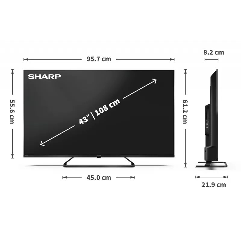 Sharp 43HP6265E 43 collu UHD viedtelevizors Google TV Melns