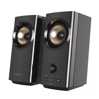CREATIVE T60 2.0 kompaktie Hi-Fi galda skaļruņi ar skaidru dialogu un Surround skaņu, Sound Blaster SmartComms Kit, USB-C audio un mikrofona pieslēgvietām