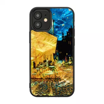 Aizsargmaciņš iKins Apple iPhone 12 mini — melns 'Cafe Terrace' dizains