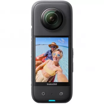 Action kamera Insta360 X3 — 72 MP, 5K Ultra HD (5760×2880), 100 fps, CMOS, Wi‑Fi, iebūvēts ekrāns, MicroSD, 0.508 kg, melna