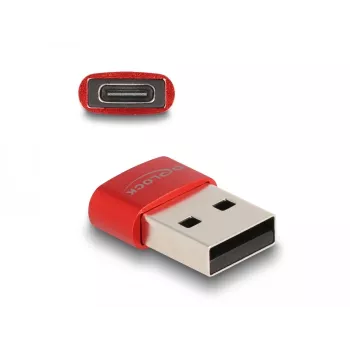 Delock USB-C adapteris - USB (vīriešu) uz 24 kontaktu USB-C (sieviešu) - USB 2.0 3 A - Sarkans (60050)