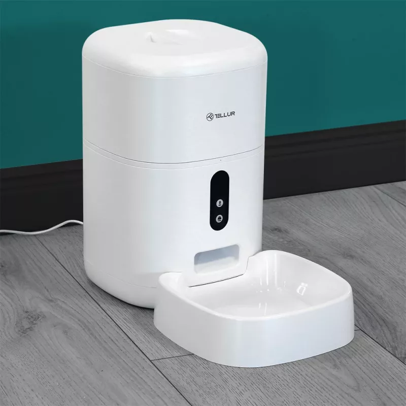 Automātiskā barotava mājdzīvniekiem Tellur TLL331461 ar UltraHD kameru, 4 L, Balta