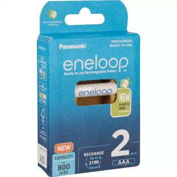 Panasonic Eneloop AAA 800 mAh uzlādējamās baterijas, 2 gab. (BK-4MCDE/2CP)