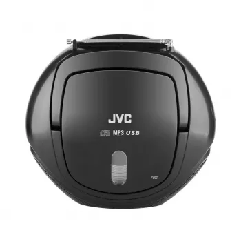 Portatīvais CD atskaņotājs JVC RD‑E221B — melns, CD/MP3, kasešu magnetofons, USB atskaņošana, FM radio, AUX, baterija/tīkla barošana