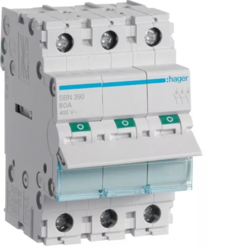 Automātiskais slēdzis Hager SBN390 3 moduļi 100A 440V