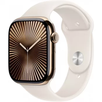 APPLE Watch Series 10 GPS + Cellular 46mm Zelta Titāna Korpuss ar Starlight Sport Siksniņu - S/M