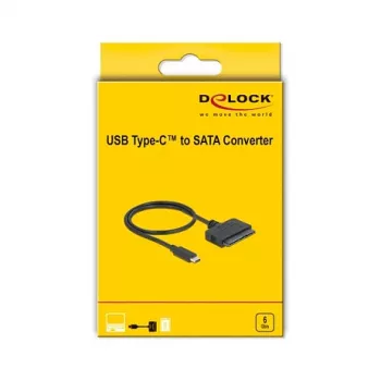 DeLOCK 63803 USB Type-C – 22 kontaktu SATA 6 Gb/s pārveidotājs 2,5 collu SSD / HDD diskiem, ASM235CM, 0,5 m